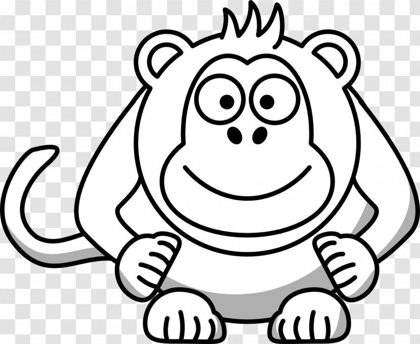 Cartoon Black And White Drawing Clip Art - Monkey Cliparts Transparent PNG