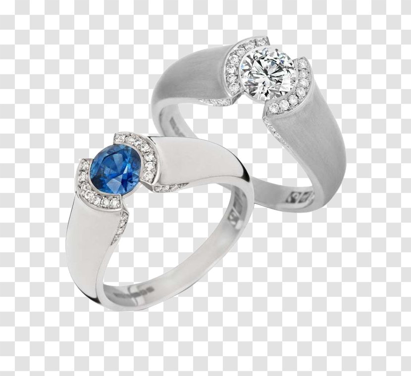 Sapphire Engagement Ring Diamond - Silver - Product Kind And Transparent PNG