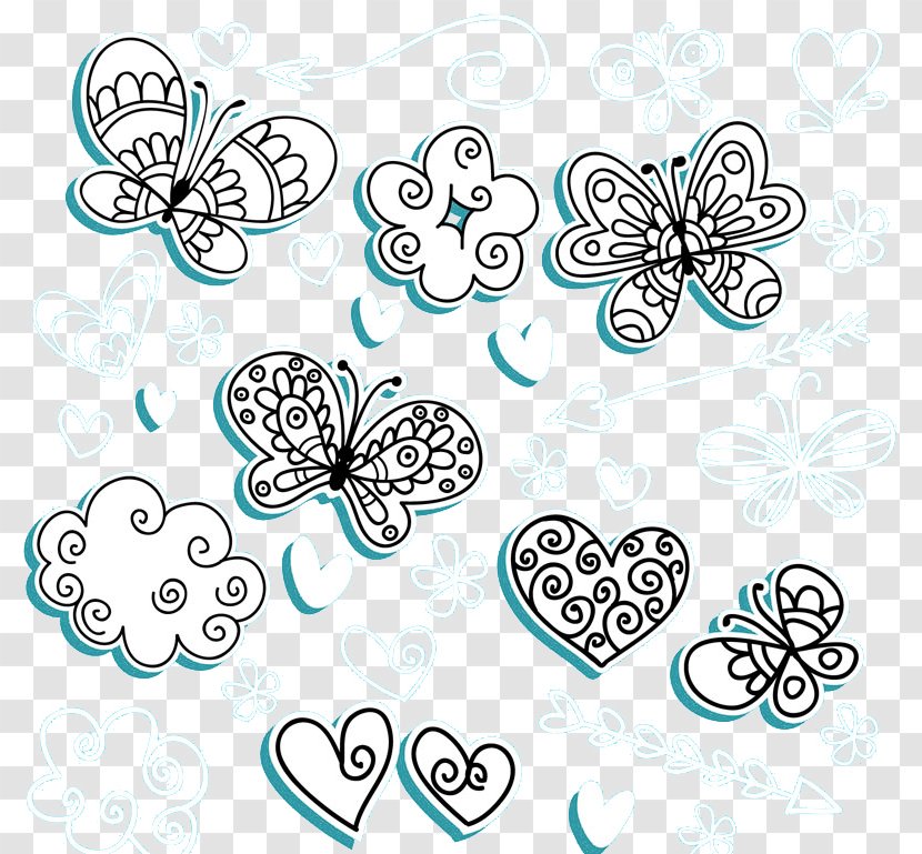 Butterfly Cloud Drawing - Area - Butterflies And Clouds Transparent PNG