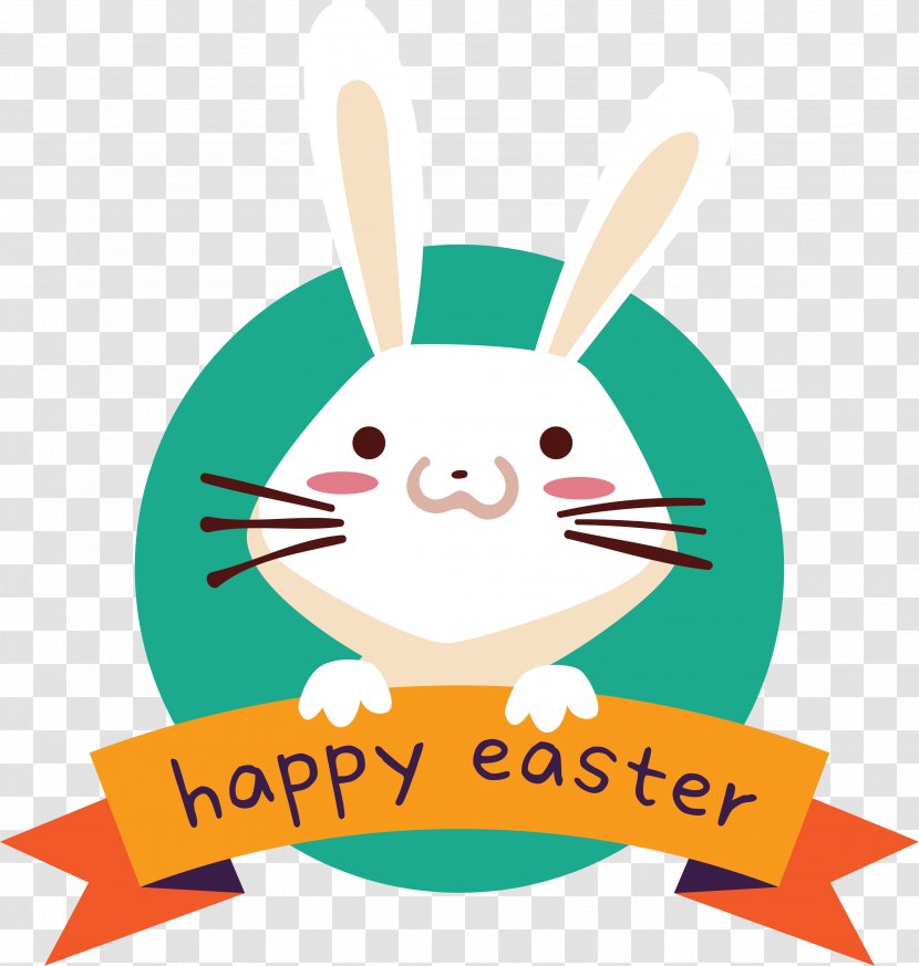 Easter Bunny Rabbit Egg Clip Art - Cartoon White Label Transparent PNG