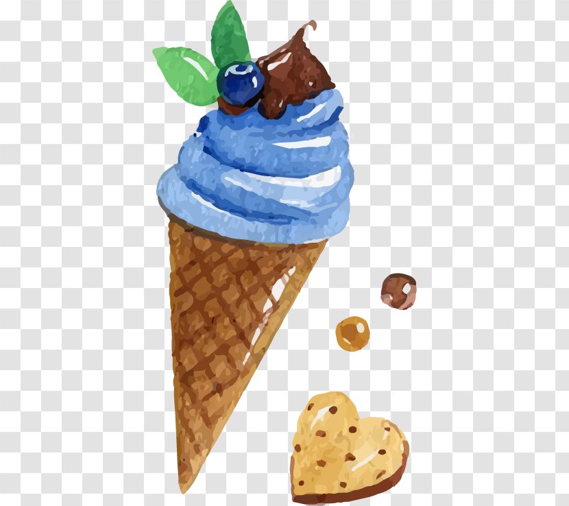 Chocolate Ice Cream Sundae Cone - Flavor - Blueberry Vector Material Transparent PNG