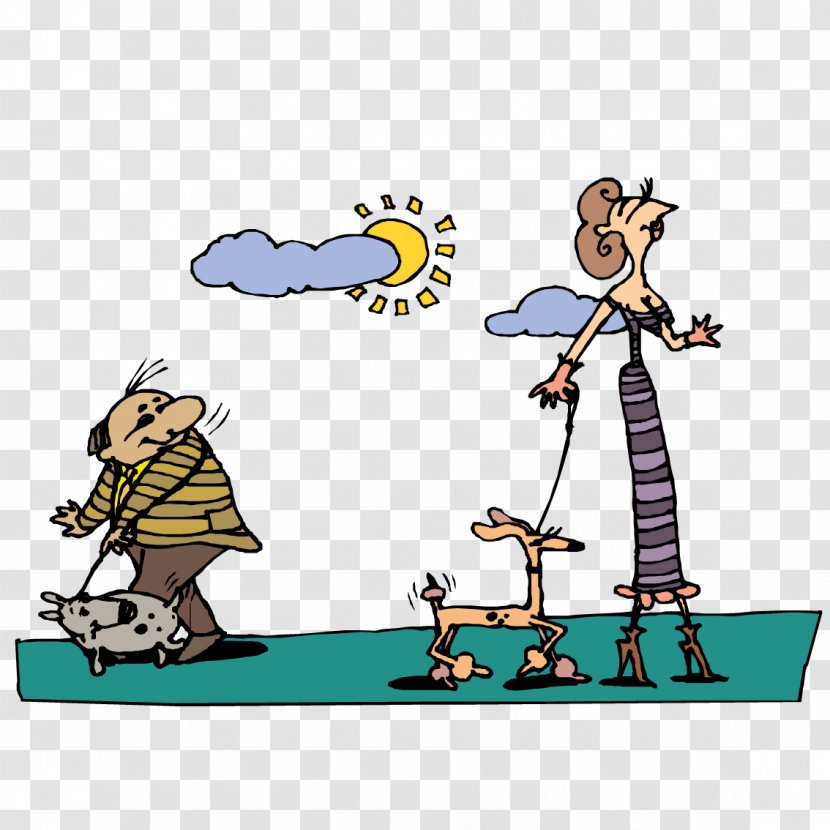 Dog Cartoon Clip Art - Men And Women Walking The Transparent PNG