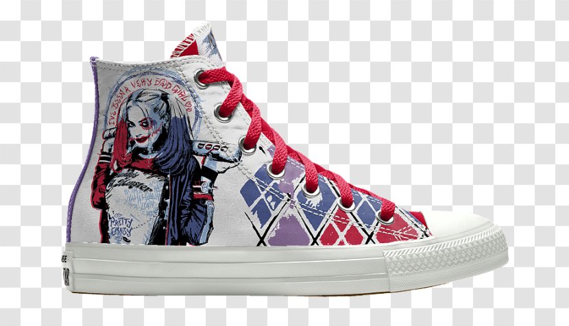 Harley Quinn Joker Deadshot Converse Chuck Taylor All-Stars - Running Shoe - High Heeled Transparent PNG