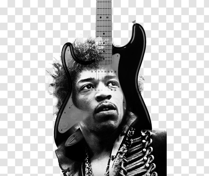 Jimi Hendrix Electric Guitar Guitarist Black And White Musician - Heart - Nostalgic Transparent PNG