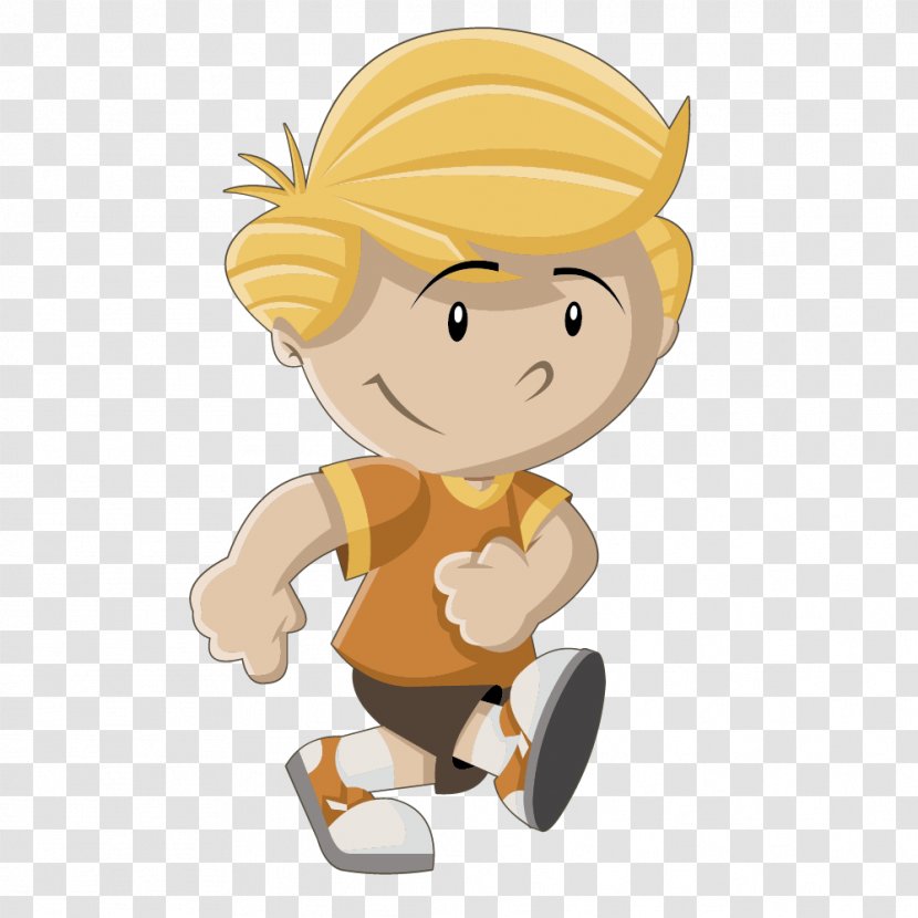 Child Running Icon - Boy - Simple Vector Drawing Yellow Hair Transparent PNG