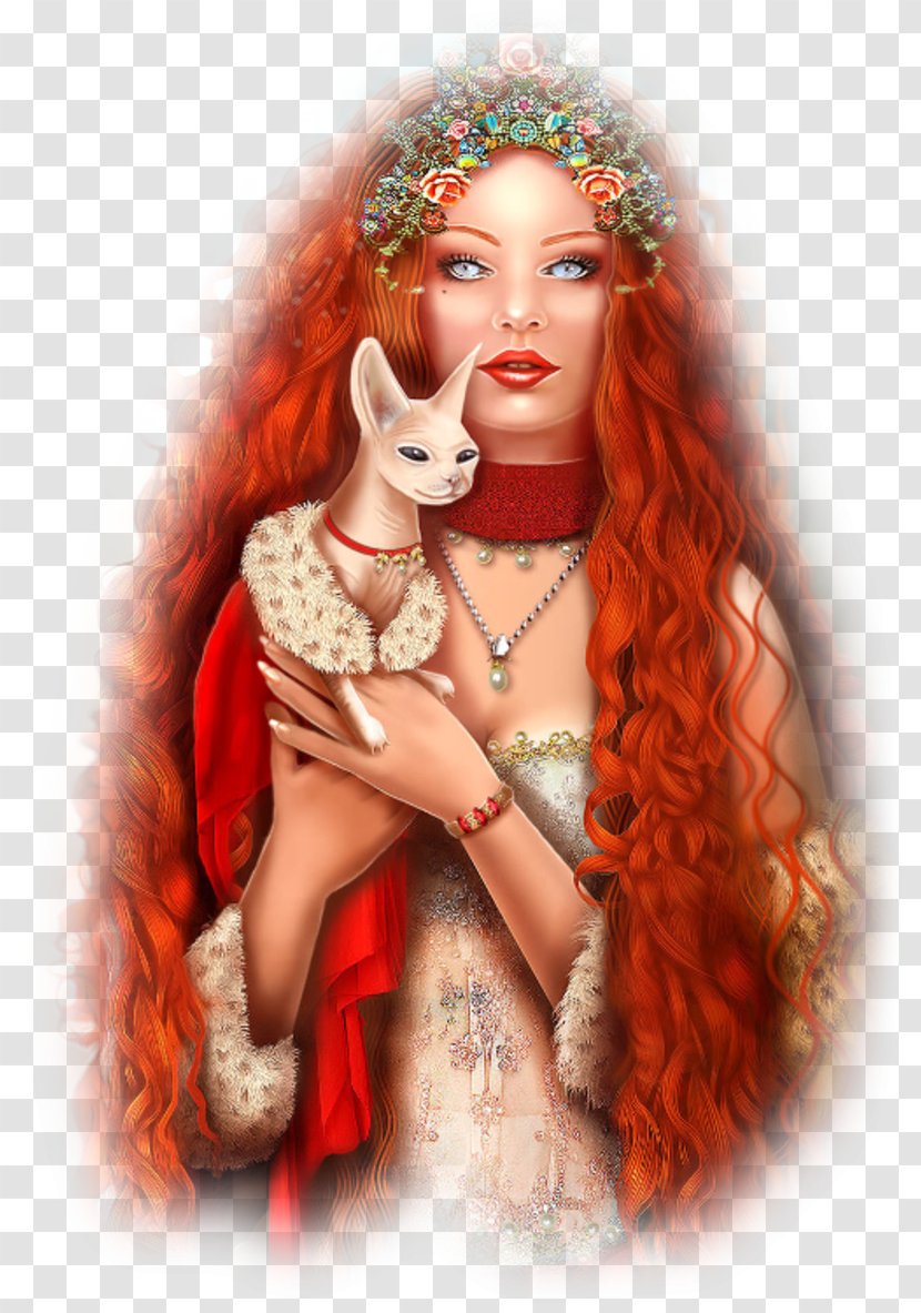 Red Hair Fantastic Art - Silhouette - Wonderful Fantasy Transparent PNG