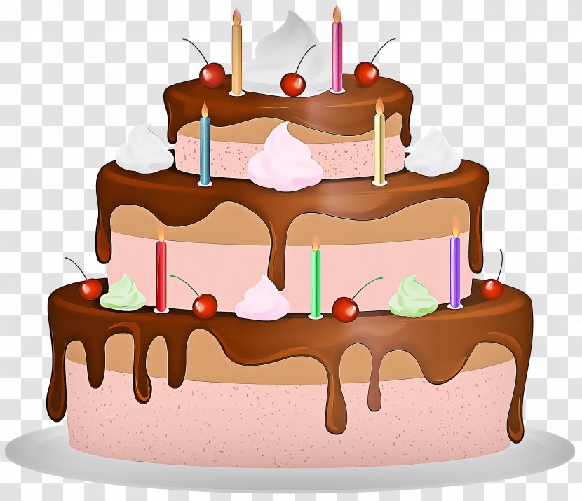 Birthday Cake - Food - Chocolate Icing Transparent PNG