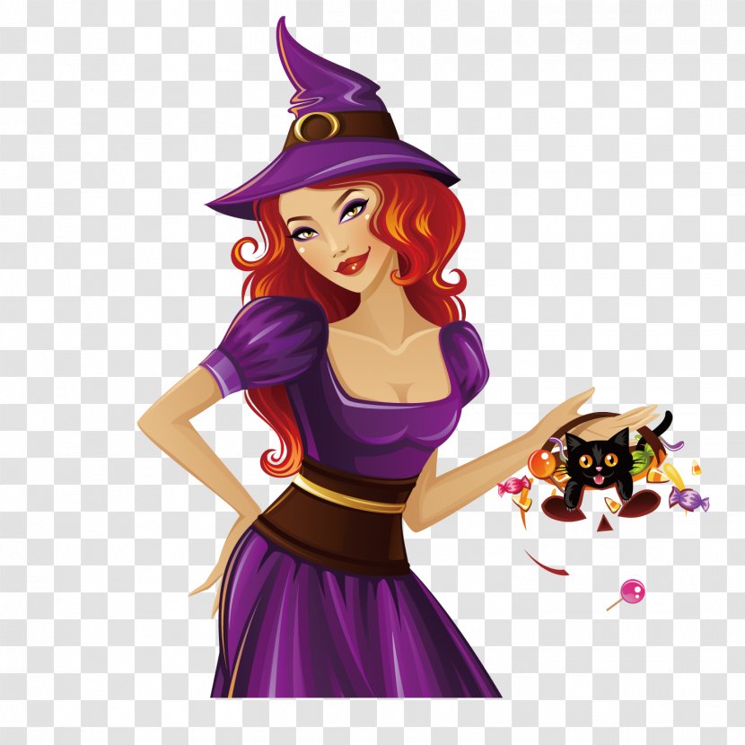 Witchcraft Halloween Clip Art - Sticker - Take The Kitten's Witch Transparent PNG