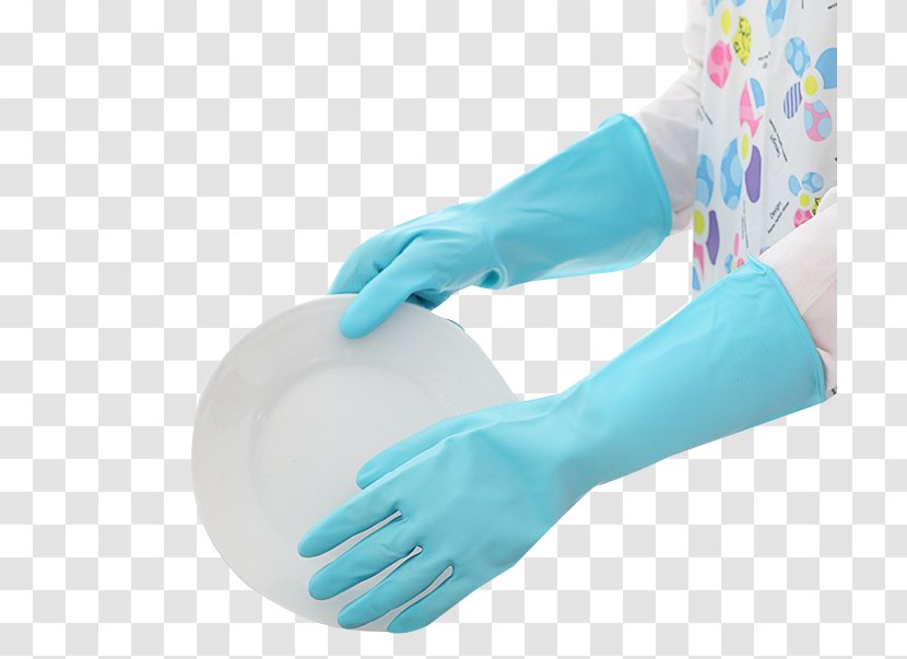 Rubber Glove Natural Clothing Laundry - Home - Blue Dishwashing Gloves Transparent PNG