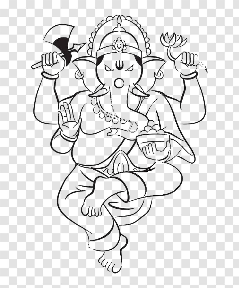 Krishna Ganesha Deity Illustration - Cartoon - Black And White Lines Like God Transparent PNG
