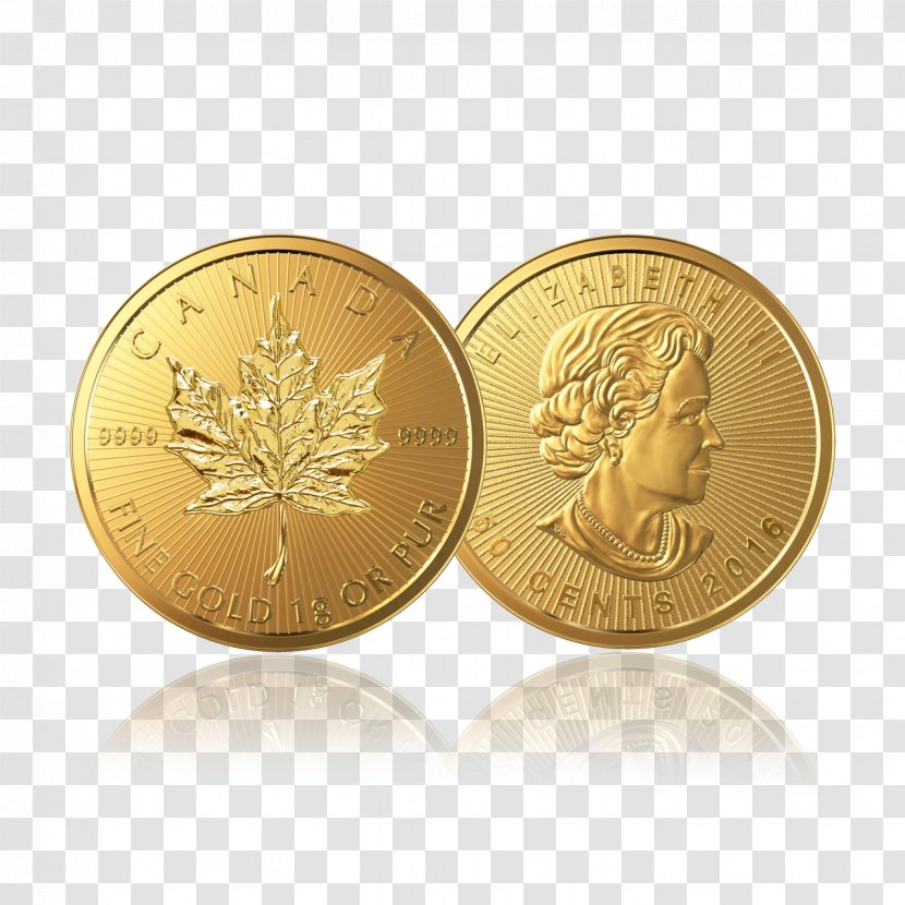 Gold Coin Canadian Maple Leaf - Coins Floating Material Transparent PNG