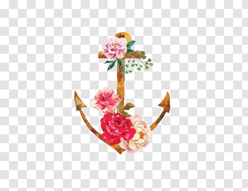 Flower Anchor Watercolor Painting Tattoo - Rose - Flowers On Transparent PNG