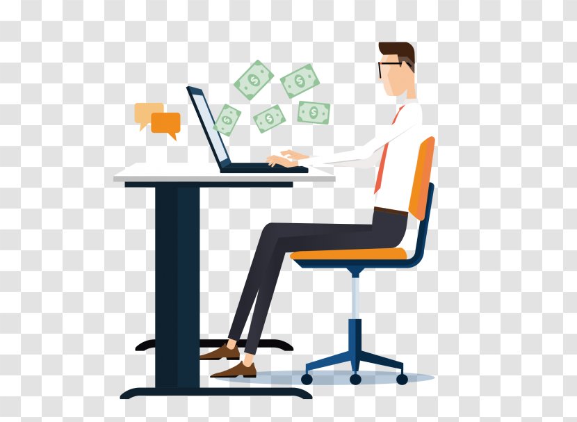 Desk Job Furniture Computer Sitting - Office Chair - Table Transparent PNG