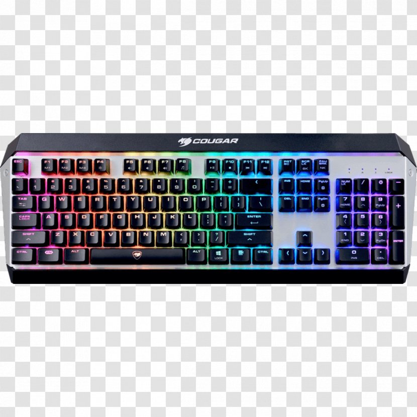 Computer Keyboard Cougar Attack X3 RGB Gaming Tastatur Keypad Cherry Color Model - Teclado Transparent PNG