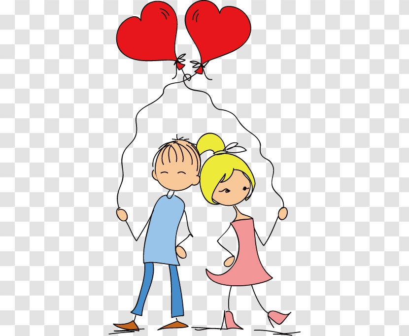 Valentines Day Drawing Couple Illustration - Cartoon - Creative Transparent PNG
