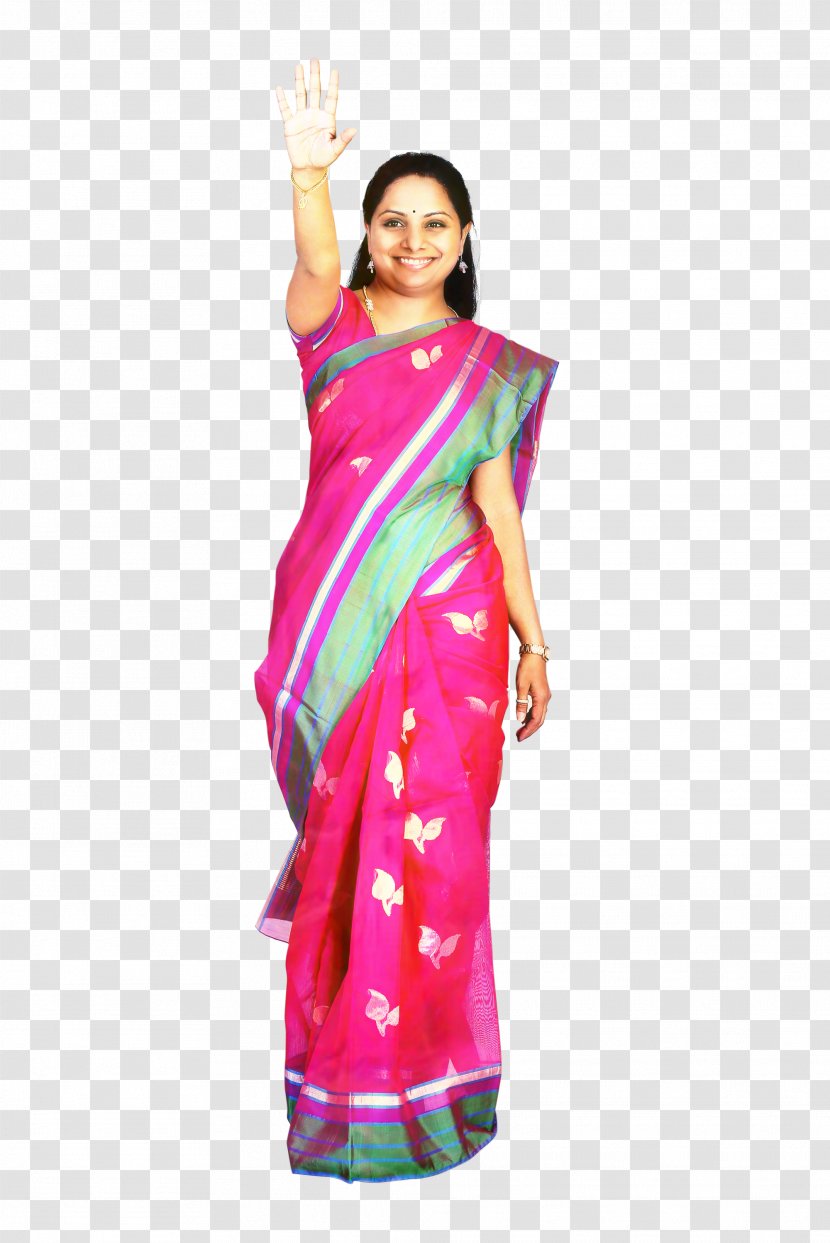 Silk Sari Costume Textile Dress - Formal Wear - Turquoise Transparent PNG