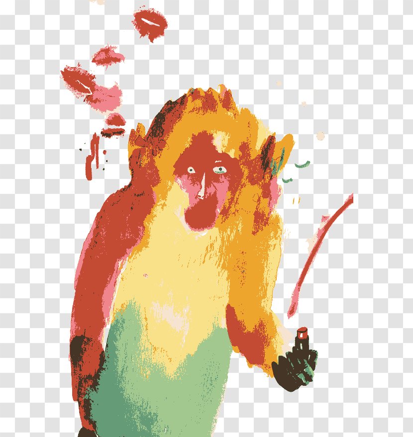 Visual Arts Mad About Monkeys Watercolor Painting Illustration - Vertebrate - Lipstick Monkey Transparent PNG