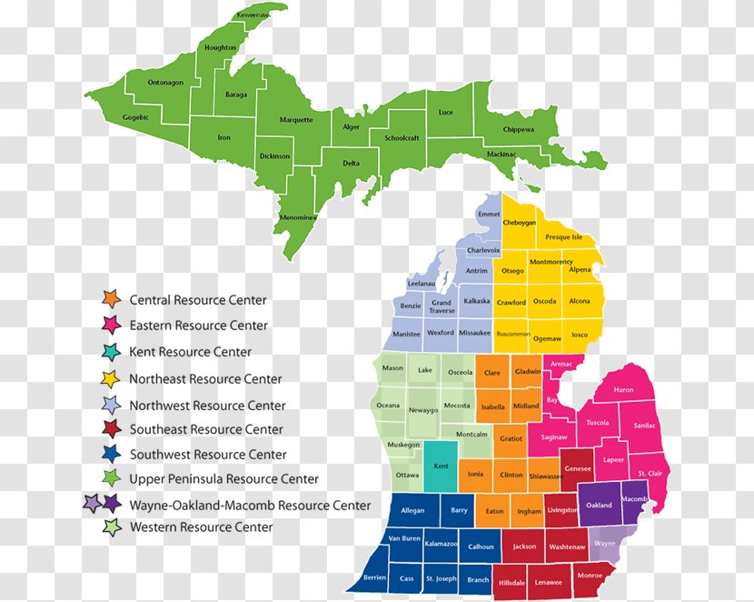 Michigan Vector Map - Royaltyfree Transparent PNG