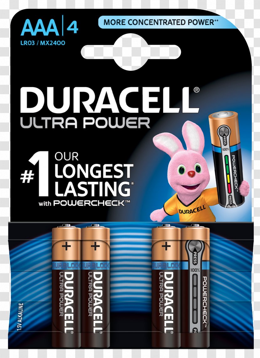 Duracell AAA Battery Alkaline Nine-volt - Bunny Transparent PNG