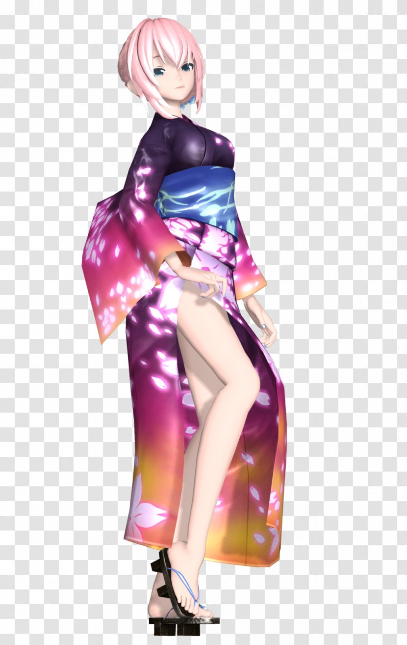 Megurine Luka Yukata Kimono Megpoid Costume - Watercolor - Tree Transparent PNG