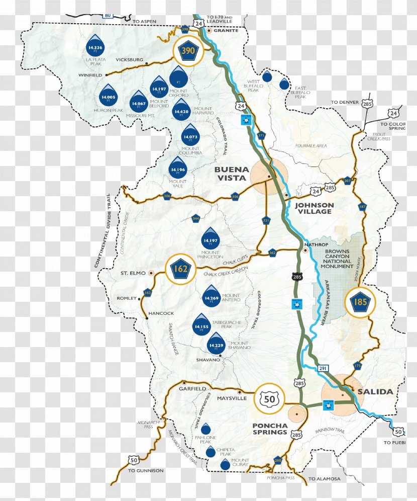 Buena Vista Salida County Scenic Route Map - Area Transparent PNG