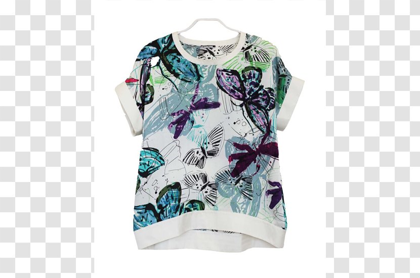 T-shirt Sleeve Neck Outerwear - Tshirt - Watercolor Butterflys Transparent PNG