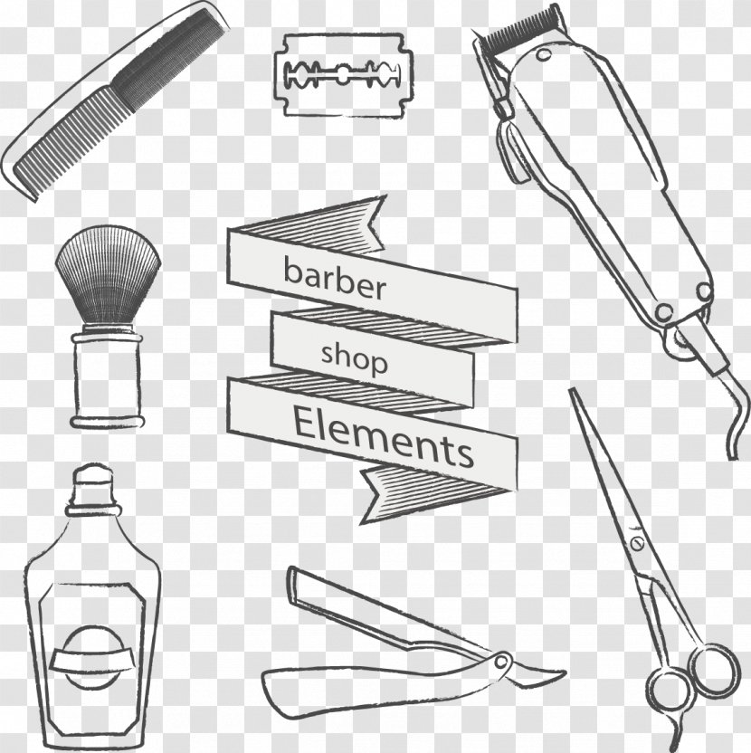 Barber Hairdresser Hair Care - Drawing - Vector Painted Hairdressing Supplies Transparent PNG