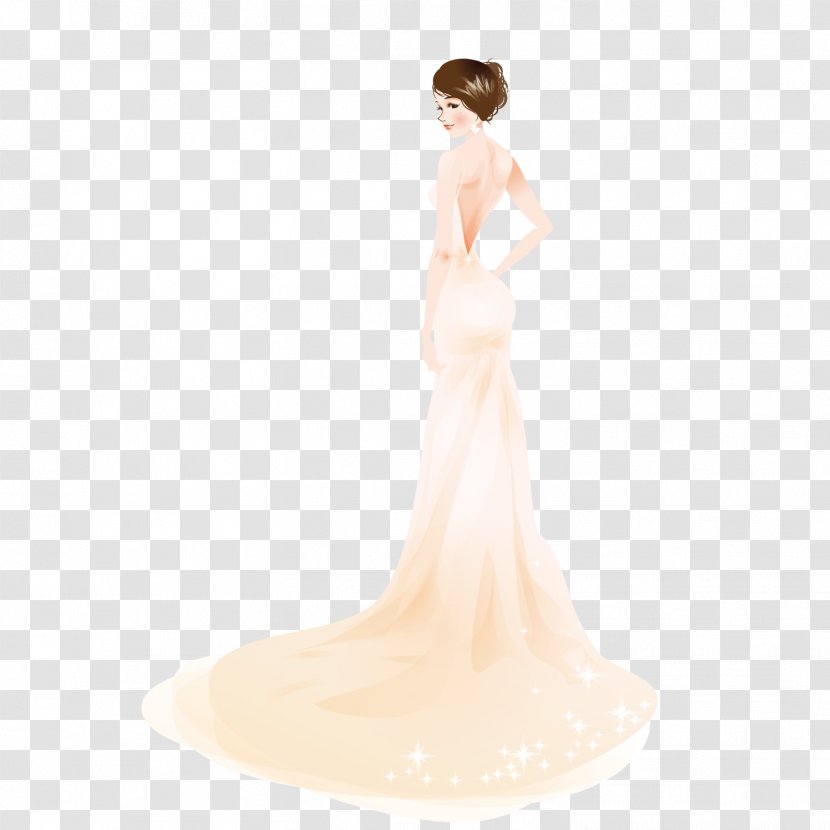 Wedding Dress Ivory Gown Shoulder - Flooring - The Bride Wearing A Transparent PNG