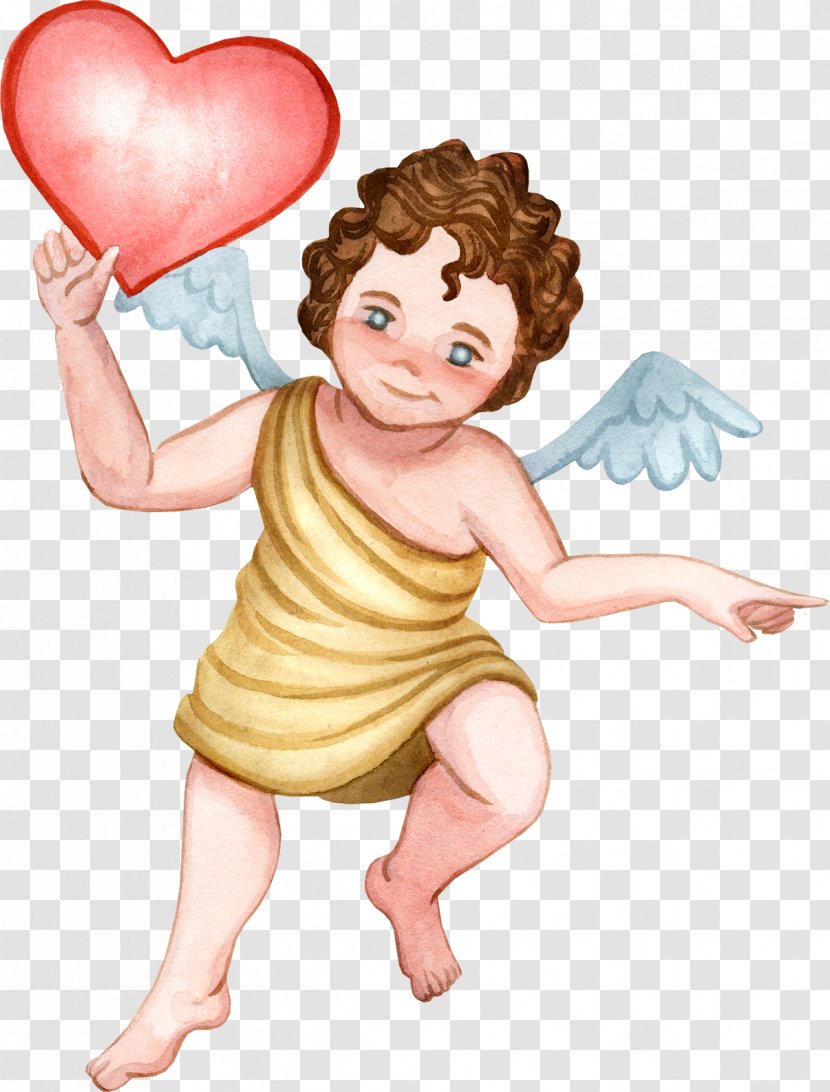 Love Letter Cupid Heart Clip Art - Watercolor - Angel Baby Transparent PNG