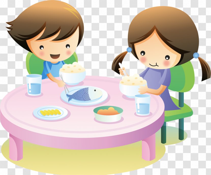 Cartoon Children Eat - Etiquette - Play Transparent PNG