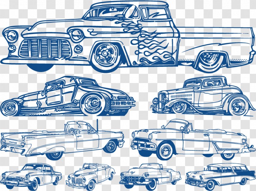 Classic Car Vintage - Compact - Cars Vector Hand-drawn Graphics Transparent PNG