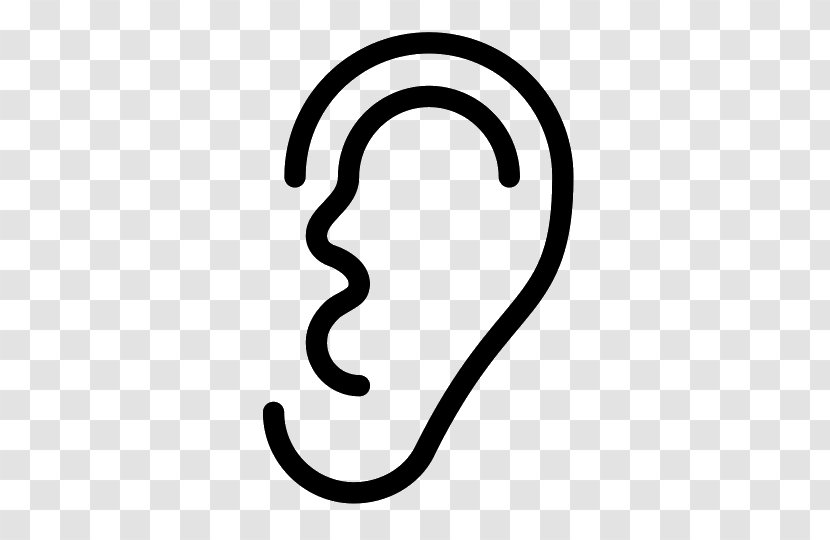 Hearing - Black And White - Ear Transparent PNG