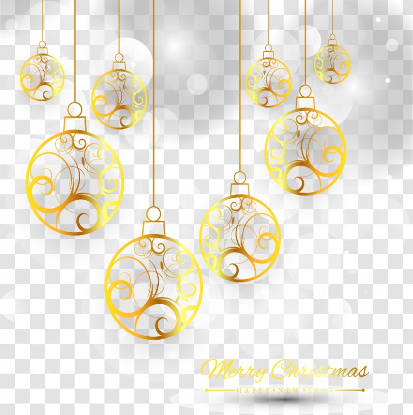 Grey Light Effect Golden Christmas Ball - Yellow - Ornament Transparent PNG