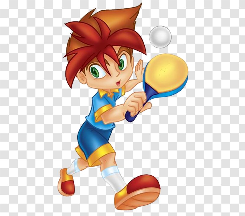 Pong Table Tennis Racket Illustration - Watercolor - Red Haired Boy And Bat Transparent PNG