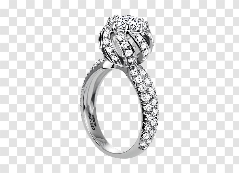 Wedding Ring Silver Diamond Jewellery - Diamantaire - Pave Rings Transparent PNG