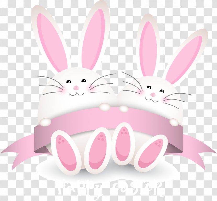 Easter Bunny Domestic Rabbit Little White - Whiskers - Two Rabbits Transparent PNG