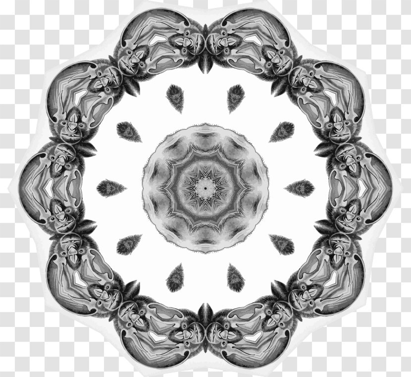 Invisible Beasts Symmetry White Animal Pattern - Black And - Mandala Background Transparent PNG
