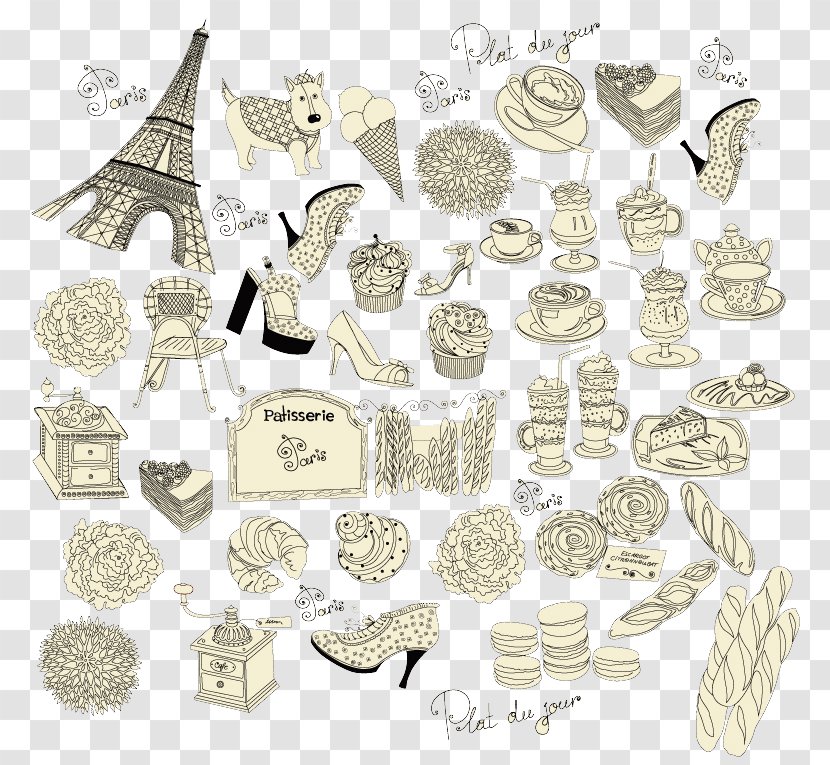 Paris Clip Art - Drawing - Hand-painted Style Element Vector Material Transparent PNG