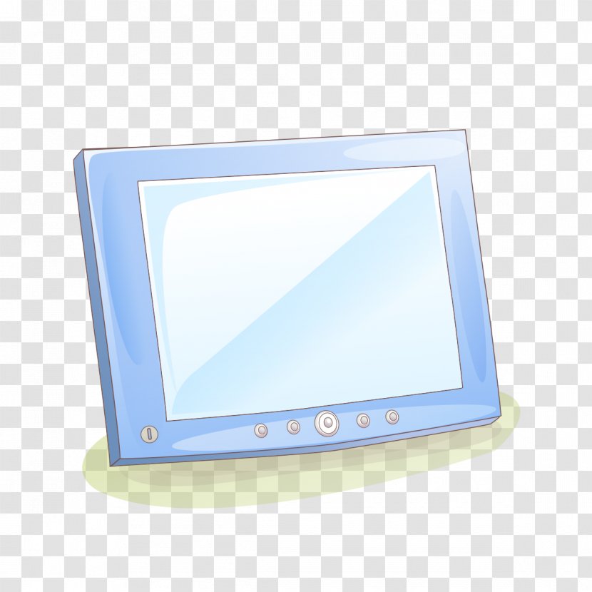 Computer Monitor Text Rectangle - Hand-painted Blue TV Transparent PNG