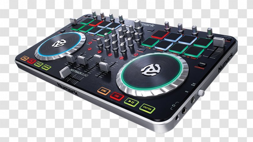DJ Controller Numark Mixtrack Quad Pro Audio Mixers Mixdeck - Electronic Component - Instrument Transparent PNG