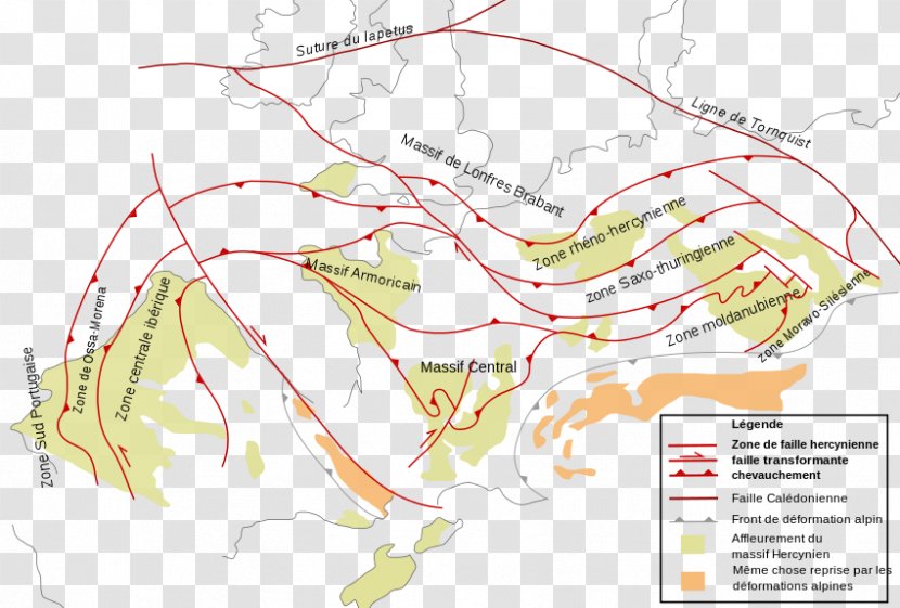 Variscan Orogeny Hercynian Forest Cycle Varisque Rhenohercynian Zone Caledonian - Map - Suture Transparent PNG