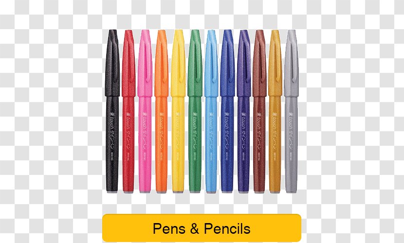 Ballpoint Pen Pentel Fude Touch Brush Sign Fudepen Arts Pocket Transparent PNG