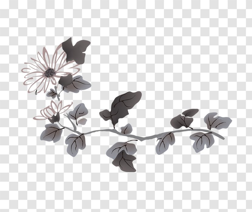 Ink Wash Painting Landscape - Birdandflower - Chinese Wind Vector Chrysanthemum Transparent PNG
