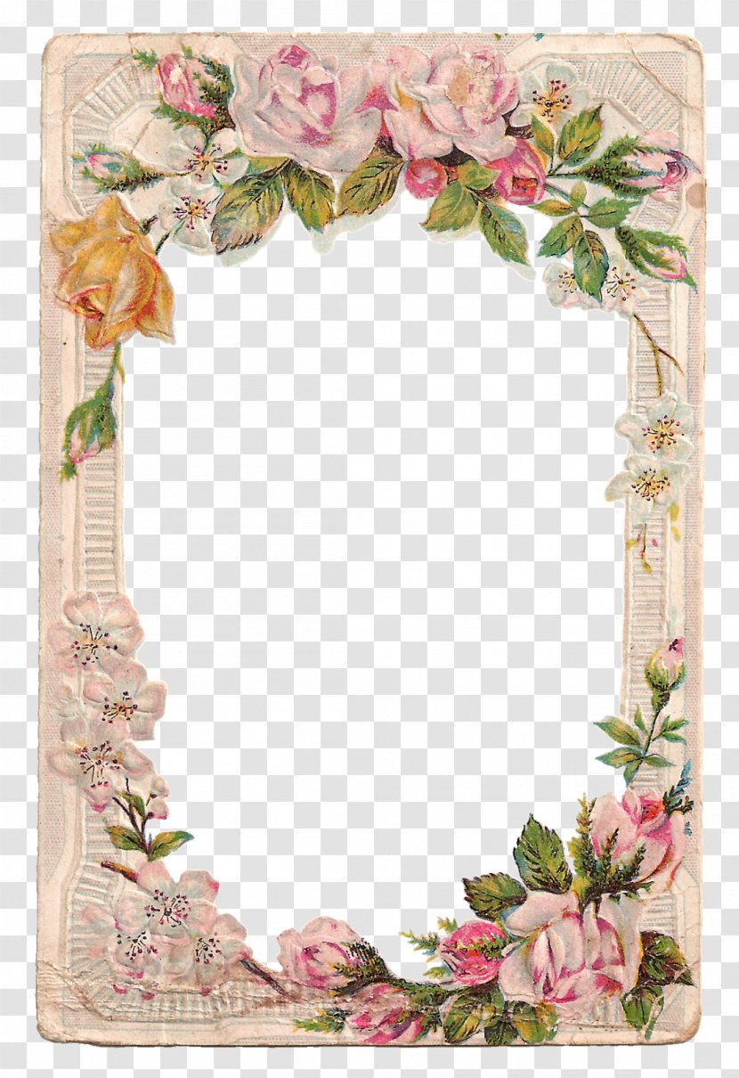 Borders And Frames Picture Rose Flower Clip Art - Pink - Vintage Card Transparent PNG