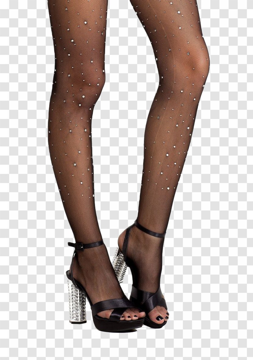 Tights Stocking High-heeled Footwear Hold-ups Rhinestone - Silhouette - Black Fishing Nets High Heels Transparent PNG