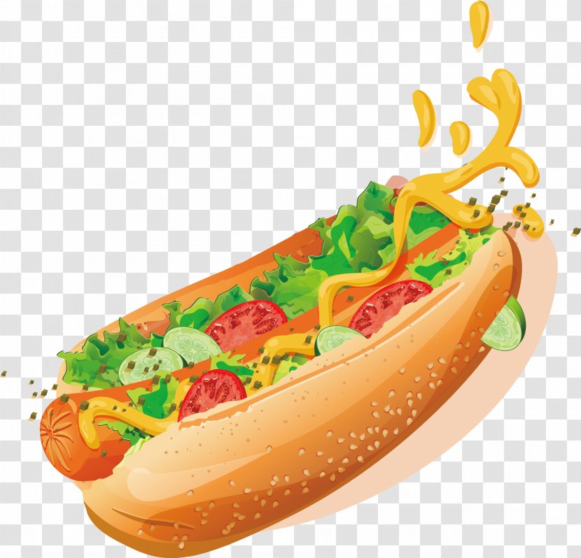 Hot Dog Hamburger Fast Food Corn Junk - Hand Painted Dogs Transparent PNG