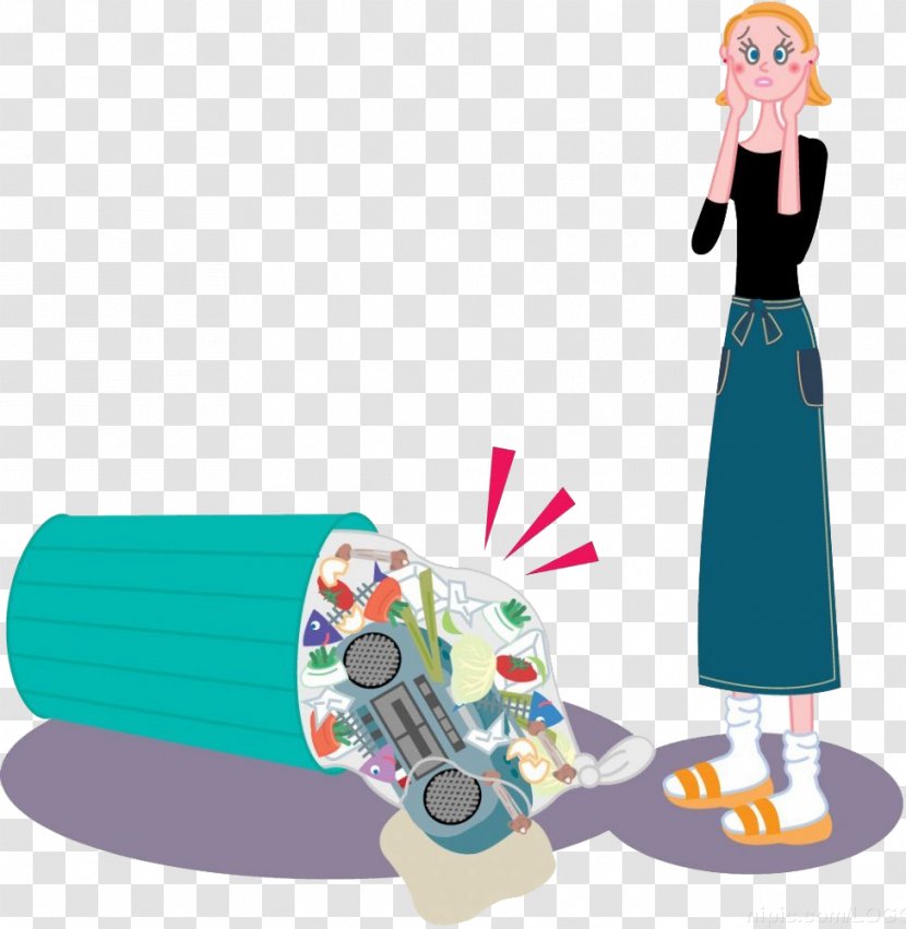 Cartoon Illustration - Finger - Blue Trash Can Transparent PNG