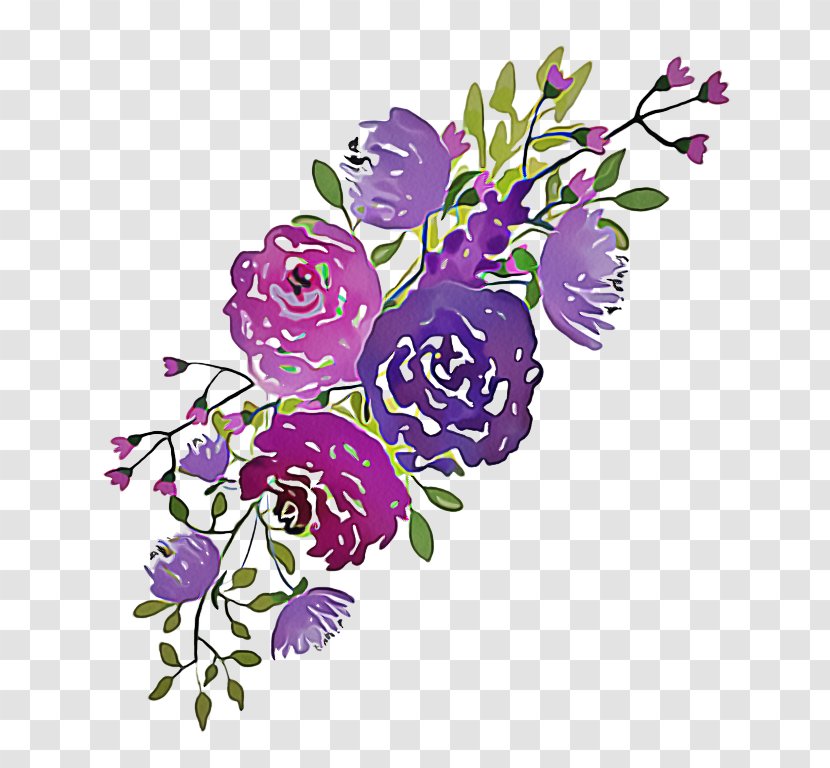 Purple Watercolor Flower - Rose - Garden Roses Wildflower Transparent PNG