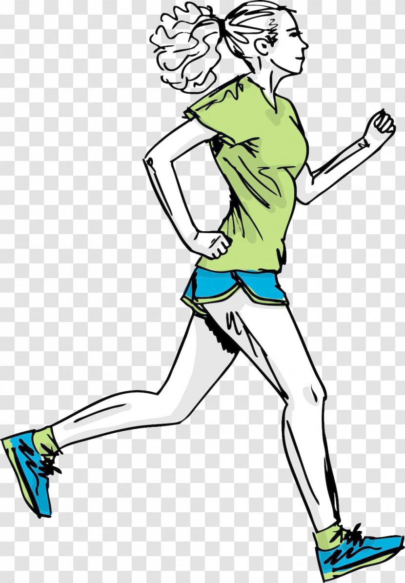 Marathon Sketch - Line Art - Women Runners Transparent PNG