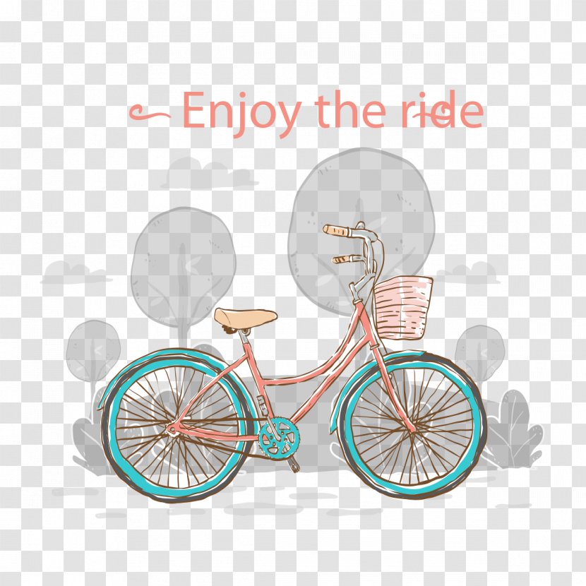 Bicycle Wheel Frame Hybrid Road - Lovely Hand-painted Vintage Transparent PNG
